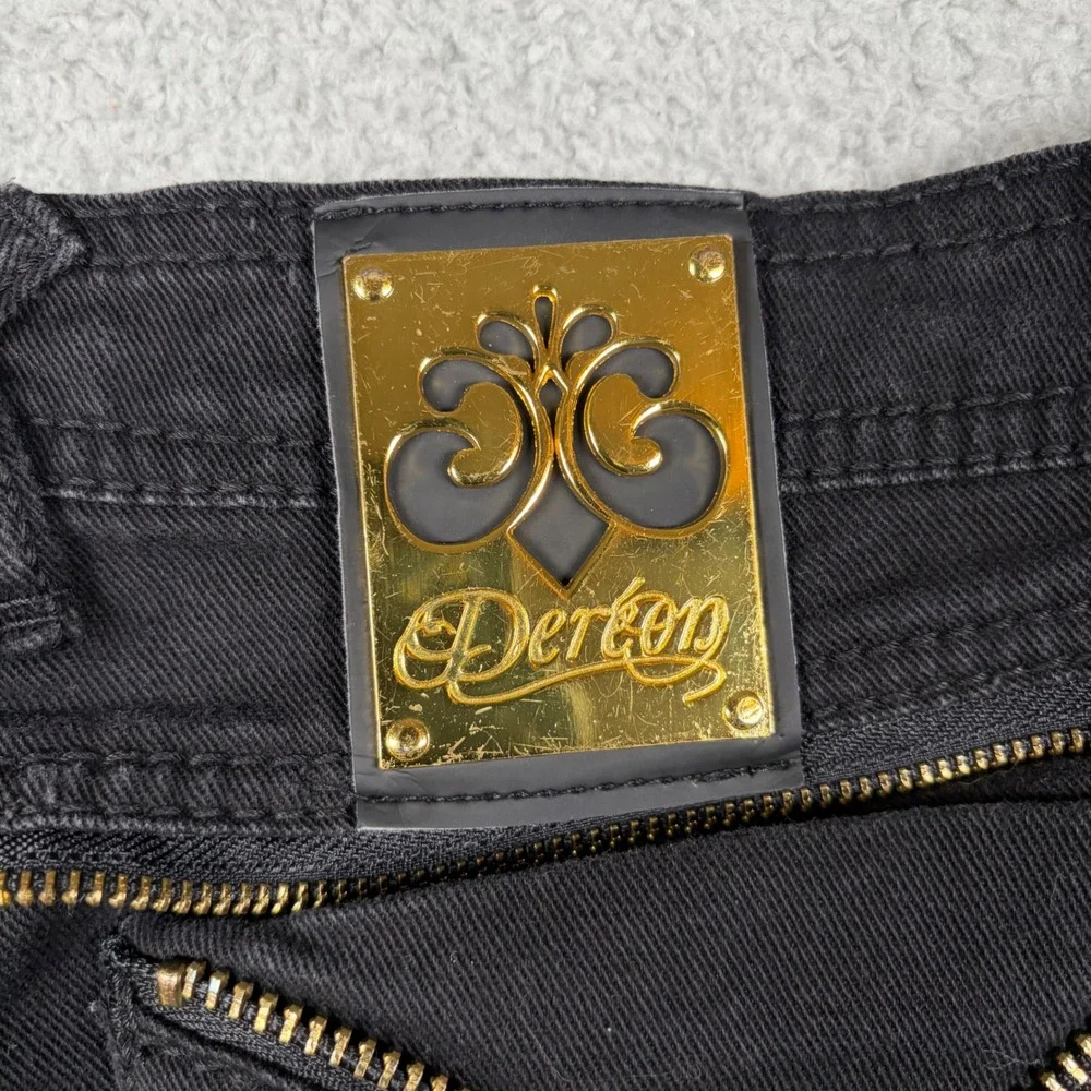 Dereon Womens Black Skinny Jeans Full Back Zipper Sz 9/10 Y2K Biker‎ Rocker Moto